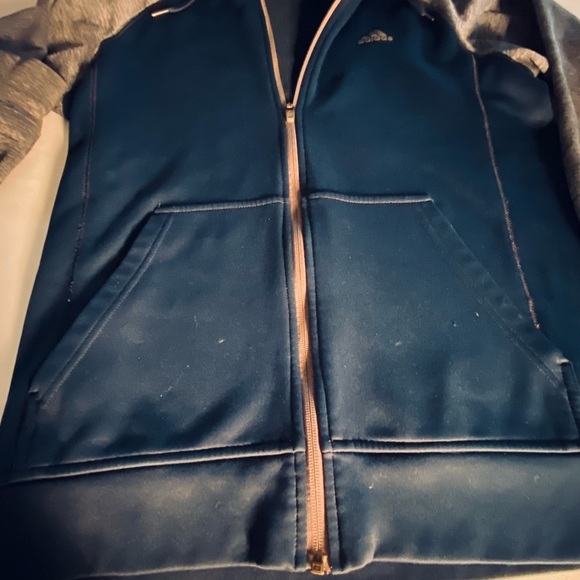 Adidas Men’s Climawarm Hoodie/Jacket size Medium color Navy Blue and Grey - Picture 15 of 15